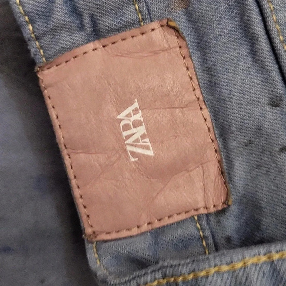 Zara Tie Dye Smiley MID-RISE Z1975 STRAIGHT LEG JEANS - Picture 8 of 8